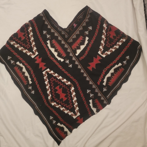 Jonny Was Jackets & Blazers - Johnny Was navy southwestern embroidered poncho S $285